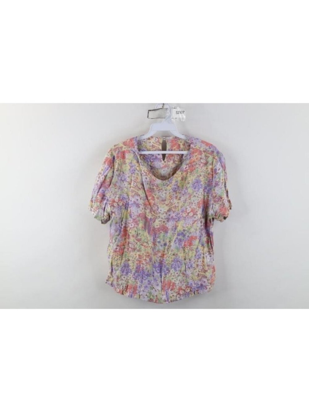 Vtg 90s Streetwear Womens Large Rayon Gabardine Cropped Flower Back Button Shirt